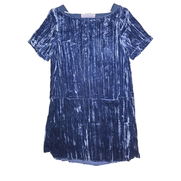 Anthropologie Floreat Women's Dress Blue Crinkled Crushed Velvet Size XS - Picture 3 of 7